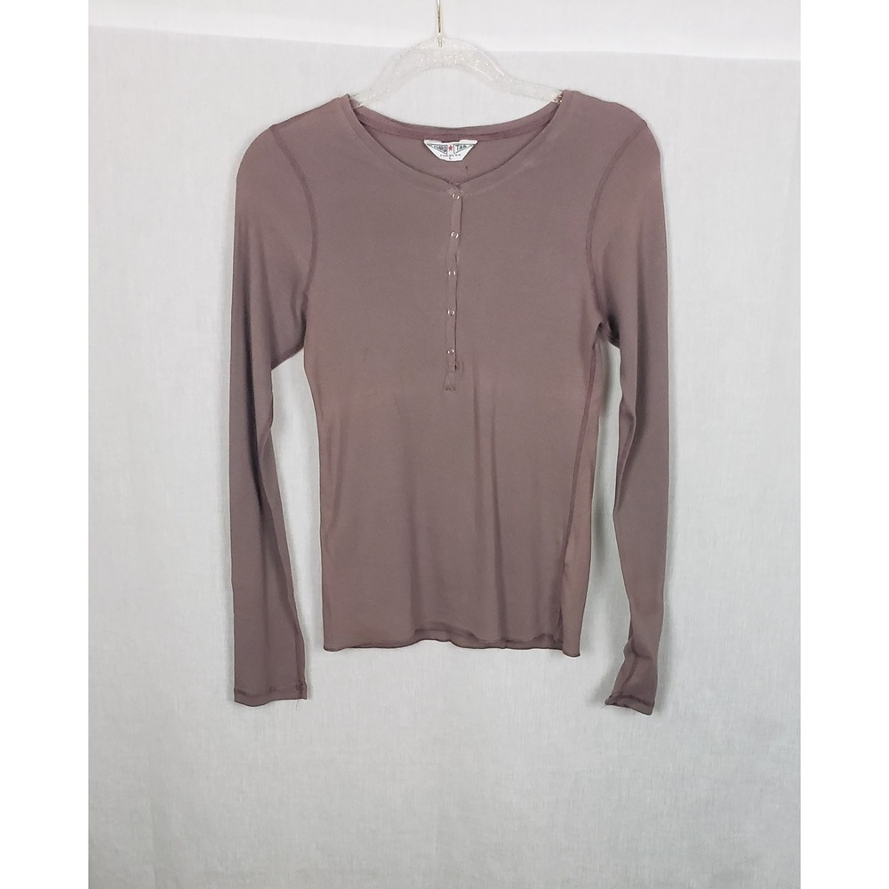 Hard Tail Forever Henley Top Mauve Brown Ribbed L Bella Swan Elena Gilbert Y2K
